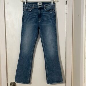 Paige Claudine High Rise Ankle Flare Jeans Seaspray Distressed Sz 27 Light Wash
